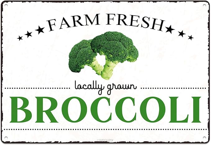 Vintage Broccoli Metal Signs Wall Decor Funny Vegetables Art Poster Decorative for Home Farmhouse Kitchen Garden Cafe Bar Farm Porch Fence Yard 12X8 Inch Aluminium Hanging Plaque by WEGUZIX