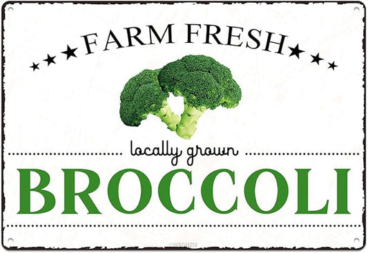 Vintage Broccoli Metal Signs Wall Decor Funny Vegetables Art Poster Decorative for Home Farmhouse Kitchen Garden Cafe Bar Farm Porch Fence Yard 12X8 Inch Aluminium Hanging Plaque by WEGUZIX