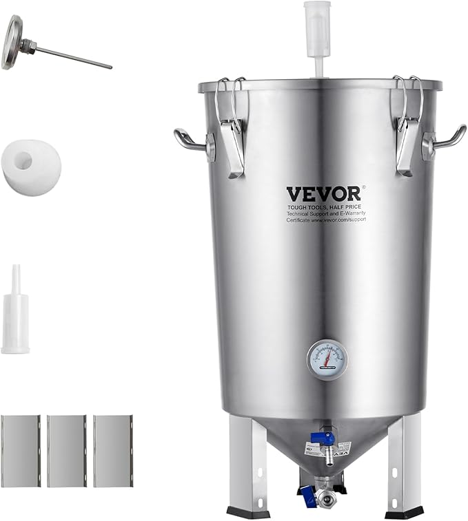 VEVOR Fermentation tank 8 Gallon Stainless Steel Beer Brew Fermentor Brew Bucket Fermentor for Home Brewing with Conical Base Brewing Equipment