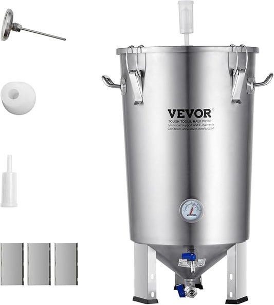 VEVOR Fermentation tank 8 Gallon Stainless Steel Beer Brew Fermentor Brew Bucket Fermentor for Home Brewing with Conical Base Brewing Equipment