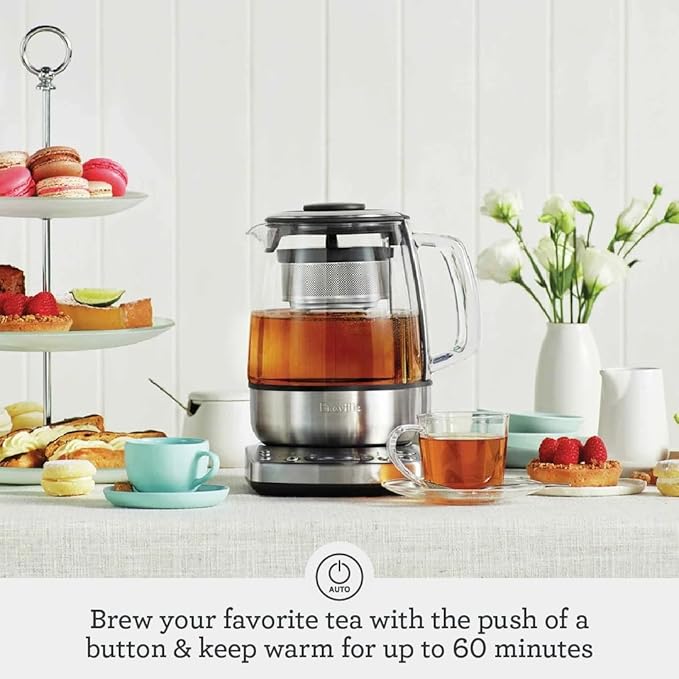 Breville BTM800XL Tea Maker Infuser and Water Kettle, 51 oz, Brushed Stainless Steel and Glass