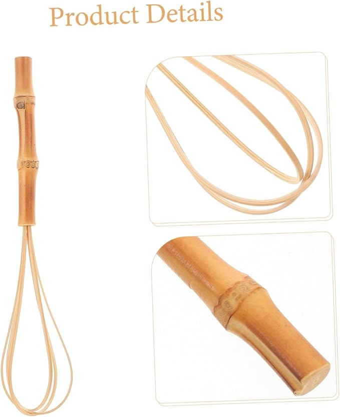 Manual Bamboo Egg Whisk Mixer Versatile Kitchen Beater for Cream Dough and Eggs Ergonomic Design for Comfortable Grip for Baking and Cooking