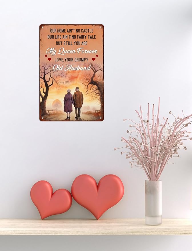 Our Home Ain't No Castle But You Are My Queen Forever Metal Tin Sign To My Wife Funny Novelty Poster Wife's Birthday Gift Bedroom Home Farmhouse Decor Wall Art Signs 8x12 Inch - Image 6