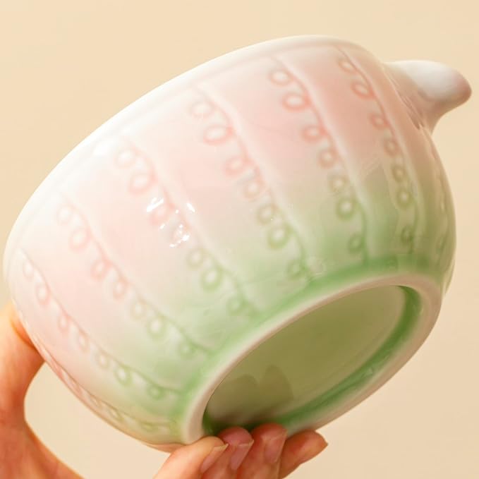 Traditional matcha bowl, cute pink matcha bowl with spout, matcha mixing bowl for stirring matcha, 18OZ tea bowl