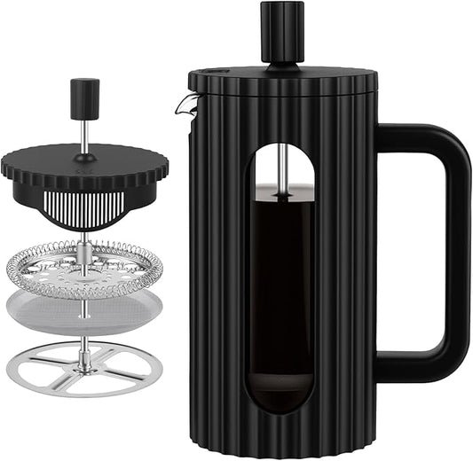 wedrink French Press Coffee Maker 12OZ, Heat Resistant Borosilicate Glass Carafe/Tea Maker Coffee Press Frother Brewer (350ml)