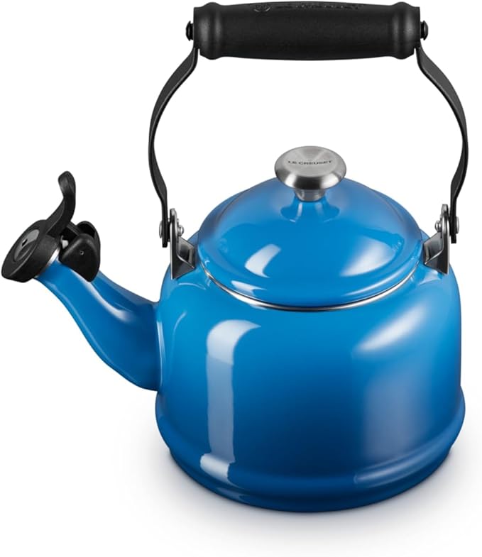Le Creuset Enamel On Steel Demi Tea Kettle with Metal Finishes, 1.25 qt., Marseille