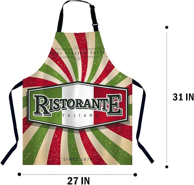 Italian Restaurant Banner Kitchen Apron for Women Men, Unisex Adjustable Cooking Apron, Waterproof Apron for Home Kitchen, Restaurant, Coffee House - Image 2
