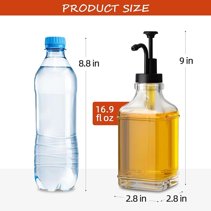 Coffee Syrup Dispenser, Coffee Bar Accessories 16.9 fl oz/500ml, Glass Syrup Dispenser with Pump Dispenser, Labels, Spoons for Coffee Bar, 4 Pack - Image 2