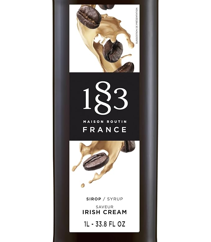 1883 Irish Cream Syrup for Drinks, 1 Liter Plastic Bottle