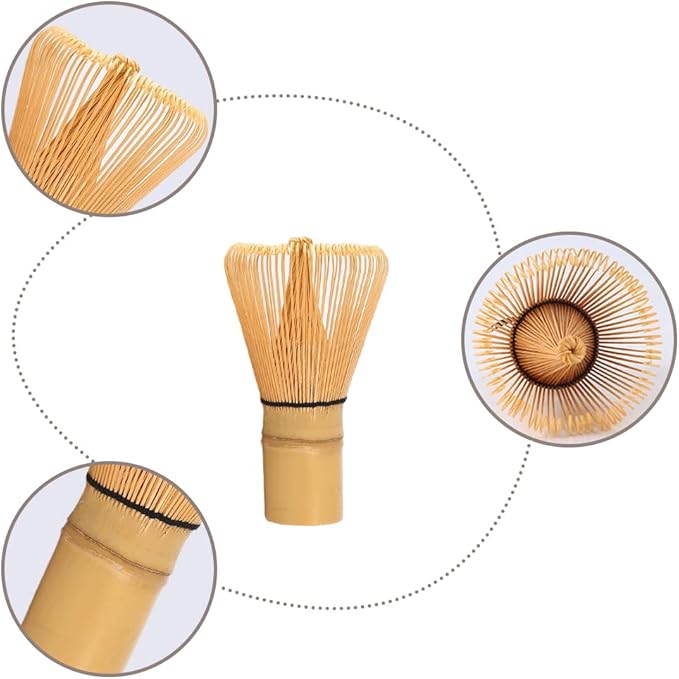 100 Prong Matcha Whisk Natural Bamboo Tea Powder Whisk Semi-handmade Chasen for Making and Stirring Matcha Golden Bamboo Matcha Green Tea Whisk Chasen