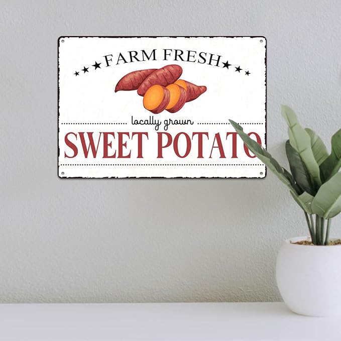 Vintage Sweet Potato Metal Signs Wall Decor Funny Vegetables Art Poster Decorative for Home Farmhouse Kitchen Garden Cafe Bar Farm Porch Fence Yard 12X8 Inch Aluminium Hanging Plaque - Image 5