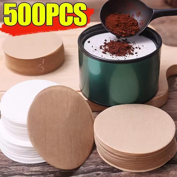 Coffee Replacement Paper Filter 500 Count Unbleached Coffee Filter Paper Round Coffee Maker Filters Compatible with Aerobie Aeropress Coffee and Espresso Makers Disposable Coffe Tea Filters (White)