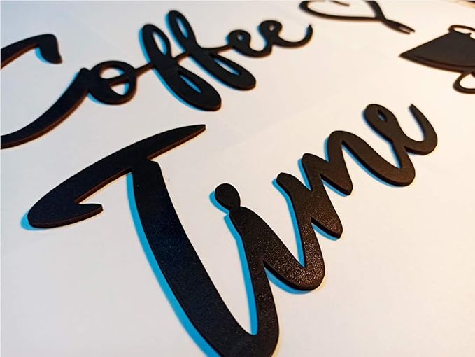 4eN Coffee Time Wall Sign – Modern MDF Wooden Wall Decor for Kitchen & Coffee Bar – Stylish Cafe & Coffee Corner Decoration-4 Pieces