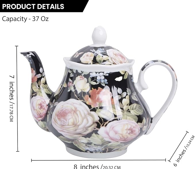 European Style Ceramic Teapot Coffee Pot Water Pot Porcelain Vintage Gift Tea Pot - Moonlight Rose