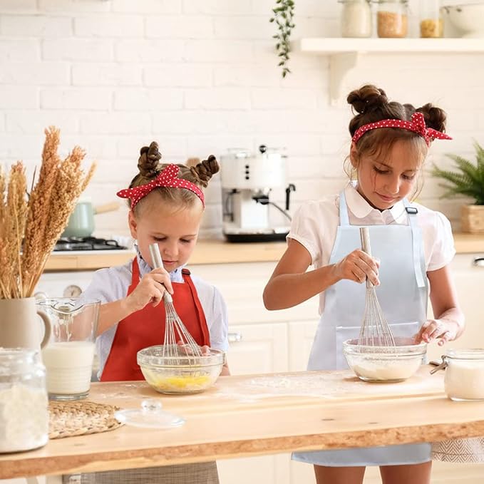 SINLAND Kids Aprons with Large Pocket 2 Pack | Adjustable Cooking Chef Aprons,Stain Resistant Toddler Apron for Baking Painting Gardening Boys Girls - Image 6