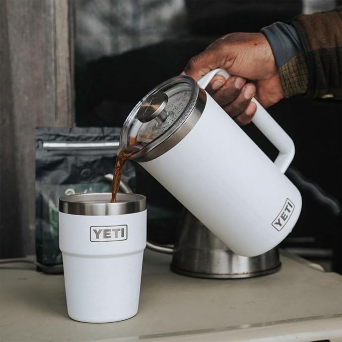 YETI Rambler 34 oz. French Press Coffee Maker, (1) 16 oz Travel Bottle, Stainless Steel, Cape Taupe