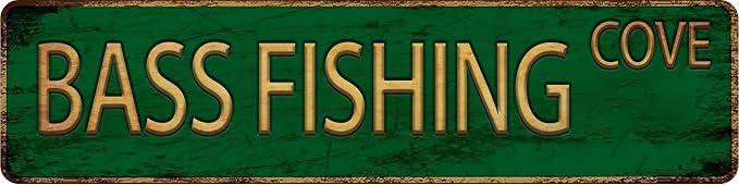 Vintage Metal Tin Sign BASS FISHING 4''x16'' inch, Street Sign for Home, Restaurant, Bar, Cafe, Garage - Retro Wall Decor Plaque" by Unknown