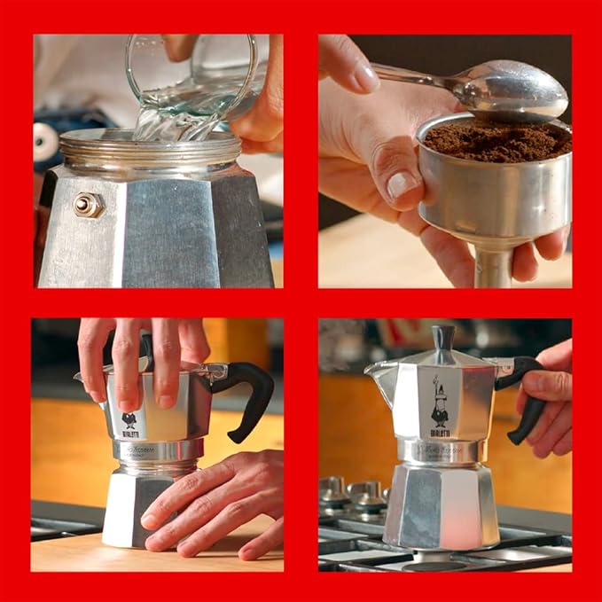 Bialetti Moka Express Iconic Italian Stovetop Espresso Maker (Silver, 3 Cups)