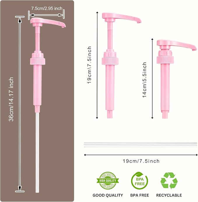 Syrup Pump Compatible with Torani, Davinci and Skinny (Set of 2) - fits Bottles (25.4 oz-750ml) (Pink) - Image 2