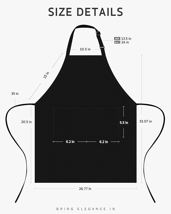 Syntus Chef Apron for Men Women Kitchen Cooking Apron with Pockets, Adjustable Bib Aprons Stain Resistant