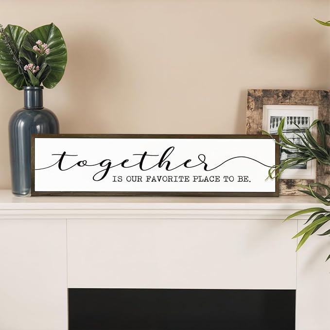 WKYAER Family Wall Signs Decor Together is Our Favorite Place to Be Inspirational Quotes Wall Plaque Rustic Farmhouse Motivational Decoration for Living Room Bedroom Entryway Office Home Decor - Image 5