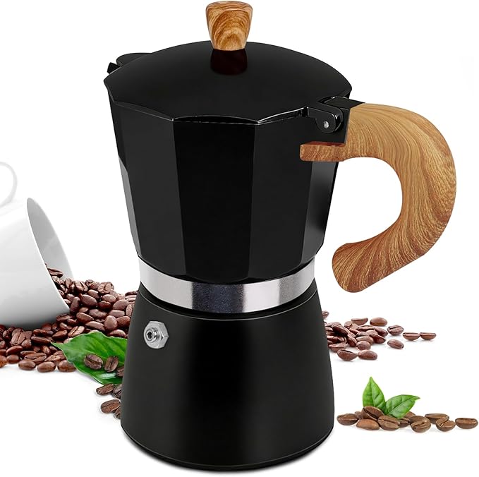 6 Cup Moka Pot Aluminum 300ml Italian Coffee Maker Stovetop Espresso CoffeeMakers Mocha Pot Percolator for Electric Ceramic Stove Classic Greca Cafe Makers Portable for Easy Brewing