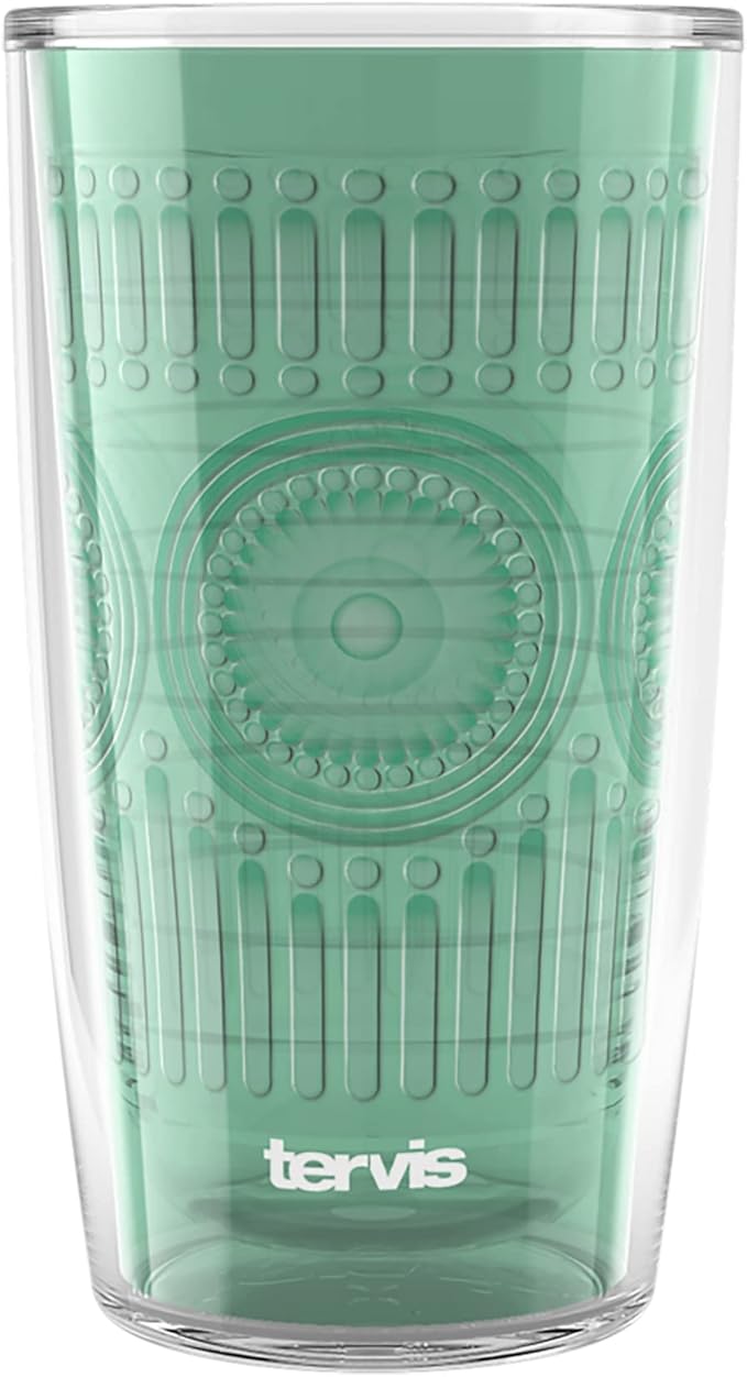 Tervis Romantic Embossed Hobnail Collection Made in USA Double Walled Insulated Tumbler Travel Cup Keeps Drinks Cold & Hot, 16oz, Mangrove Green