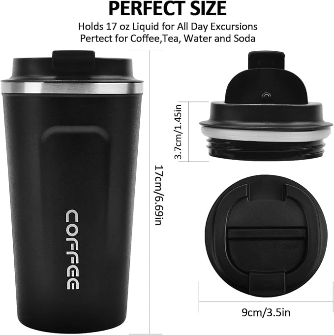 MOMSIV 17oz Travel Mug, Insulated Coffee Cup with Leakproof Lid, Vacuum Stainless Steel Double Walled Reusable Tumbler for Hot and Cold Water Coffee and Tea In Travel and Car