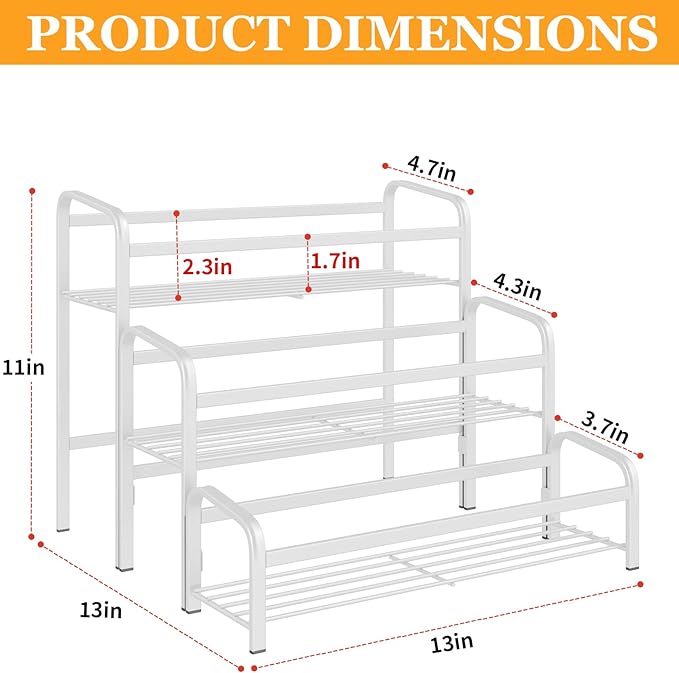 DTUQYX Coffee Syrup Organizer 3-Tier, 12 Bottles Capacity Coffee Syrup Rack,Metal Syrup Stand for Spice, Wine, Liquor, Bottle, Coffee Bar Station Racks Magnetic, No Installation,White