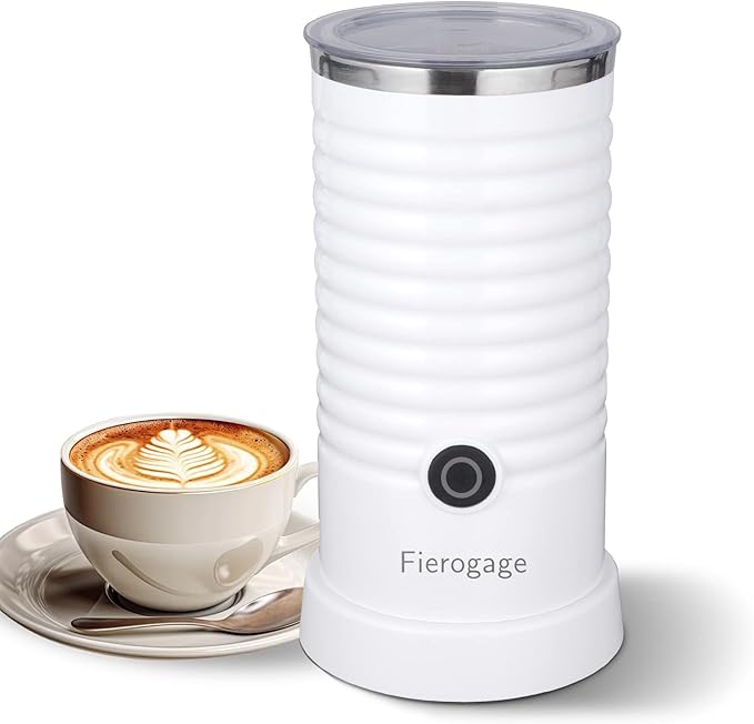 Milk Frother, Automatic Milk Steamer and Heater, 4-in-1 Multifunction Electric Hot and Cold Foam Maker and Milk Warmer for Latte, Cappuccinos, Macchiato, White