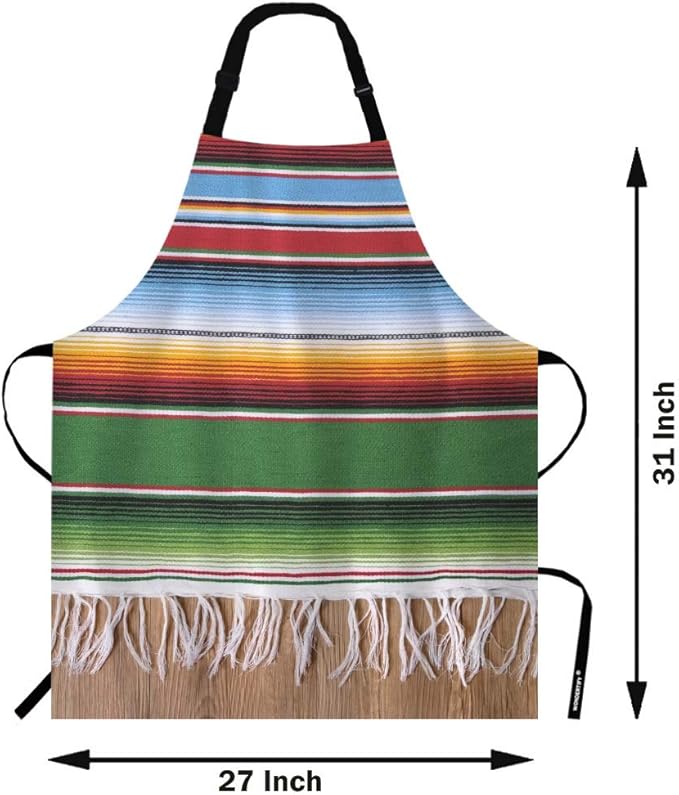 WONDERTIFY Mexican Style Apron,Traditional National Blankets Colorful Lines Bib Apron with Adjustable Neck for Men Women,Suitable for Home Kitchen Cooking Waitress Chef Grill Bistro Baking BBQ Apron