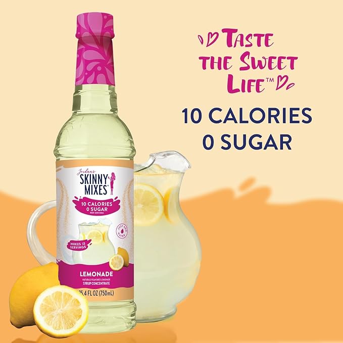 Jordan's Skinny Mixes Sugar Free Syrup, Lemonade Flavor, Fruit Flavored Water Enhancer, Drink Mix for Iced Tea, Lemonade, Drinks, Low Calorie Water Flavoring, Dairy & Gluten Free, Kosher, 25.4 Fl Oz, 2 Pack - Image 5