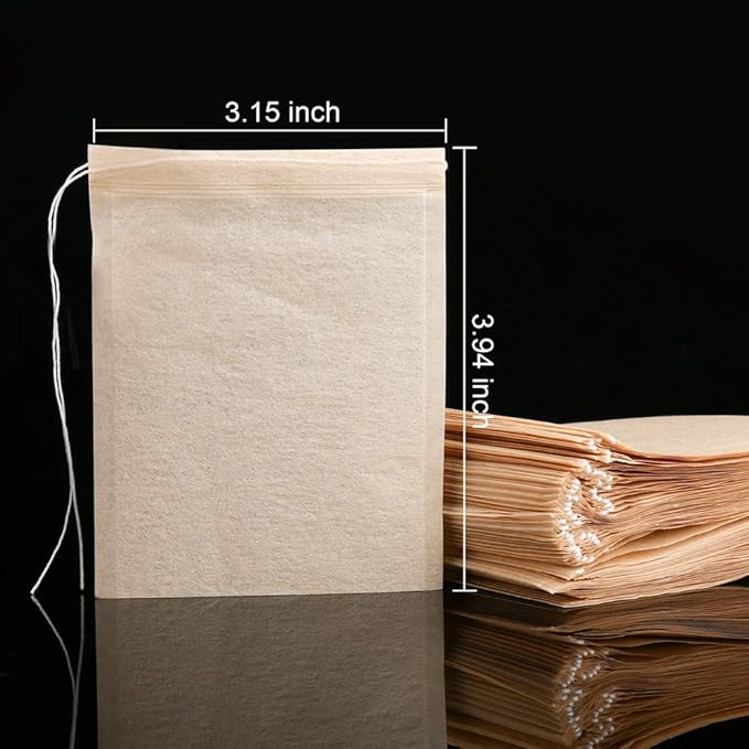 100PCS Tea Filter Bags, Disposable Tea Bags for Loose Leaf Tea, Drawstring Empty Tea Infuser, BetyBedy Tea Steeper, Natural Unbleached Wood Pulp Paper Material, 1-Cup Capacity（3.15 x 3.94 inch）