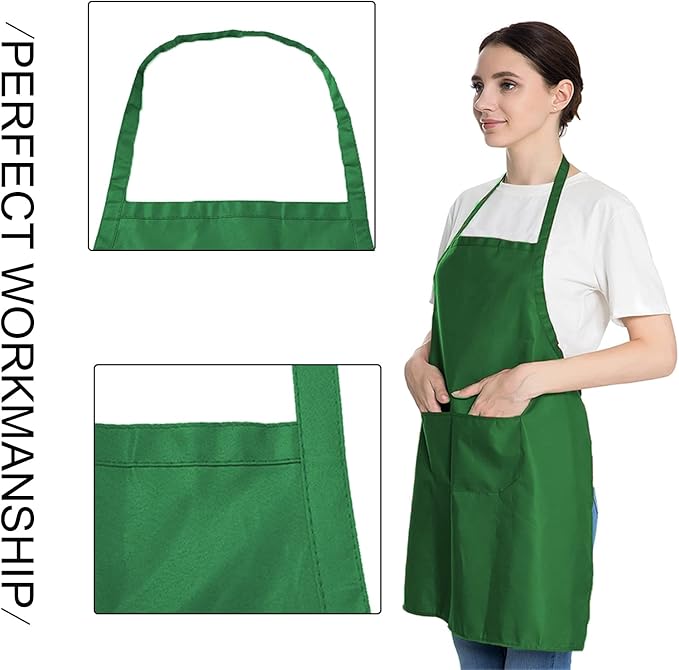 6 PCS Plain Bib Aprons for Women Men Bulk,Multicolor Apron with 2 Pockets for Painting Crafting Baking Cooking Kitchen.(6pcs-6colors) … - Image 3