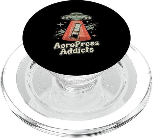 UFO AeroPress Funny Coffee Shirts Sci-Fi AeroPress Brewing PopSockets PopGrip for MagSafe