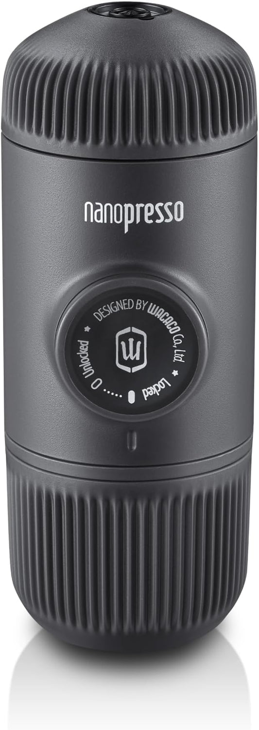 WACACO Nanopresso Portable Espresso Machine, Evolution of the Minipresso, Maximum Pressure 18 Bar, Travel Coffee Maker, No Need for Battery, Manual Operated, Grey