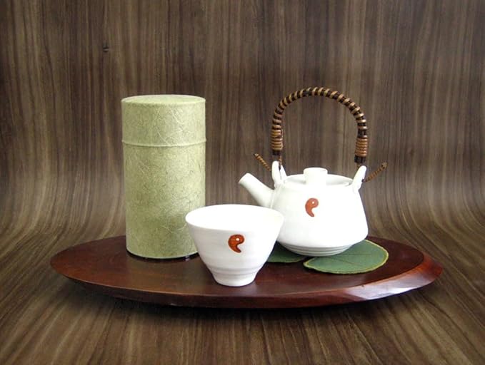 Japanese Pokkan Matcha Coffee Spice Tea Tin Canister Washi Paper Storage with Lid 7.05 oz Capacity (Unryugami Green)