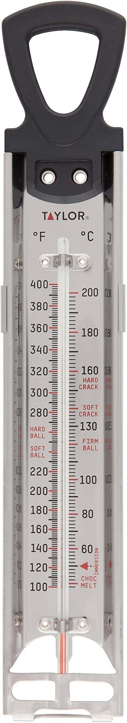 Taylor Stainless Steel Candy and Deep Fry Thermometer, 12-Inch Analog Paddle with Pan Clip, Ideal for Frying, Sugar, Brewing, Syrup, and More