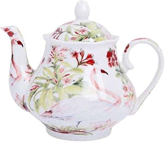 European Style Ceramic Teapot Coffee Pot Water Pot Porcelain Vintage Gift Tea Pot (Flamingo)