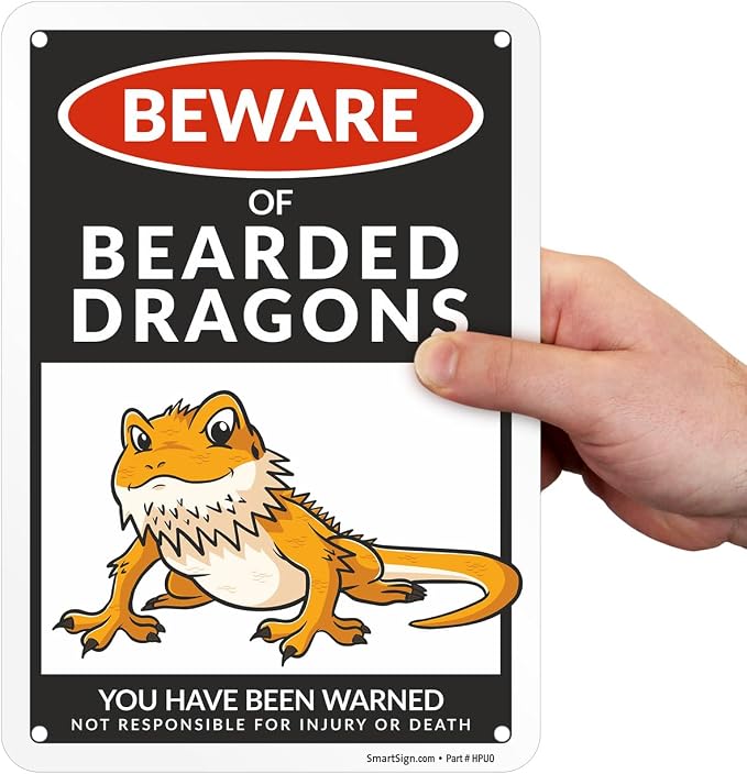 SmartSign Funny Beware Of Bearded Dragons Warning Sign - 10"x7", 40 mil Laminated Rust-free Aluminum - Metal Signs for Wall Decor, Outdoor, Patio, Gifts, Cafe - Dragon Theme, Made in USA - Image 8
