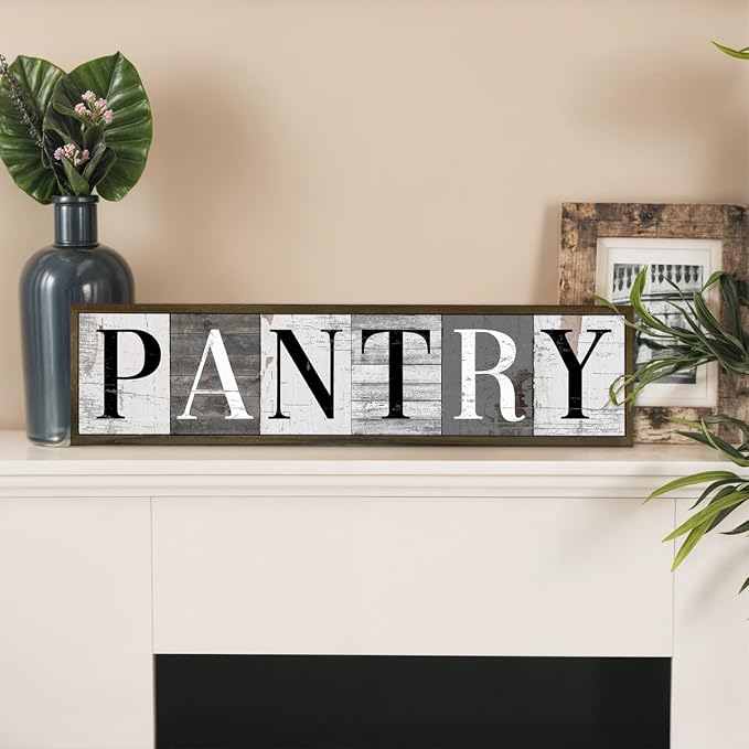 Farmhouse Pantry Signs, Rustic Hanging Wood Sign, Kitchen Wall Art, Pantry Room Decor for Table Shelf, Vintage Home Decor Accent, Housewarming Gifts, Decorative Wooden Plaques 17.8x4x1.2 inches - Image 5