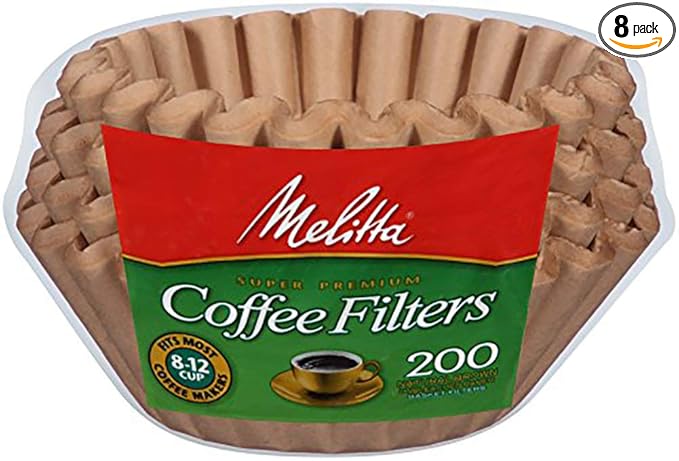 Melitta 8-12 Cup Basket Coffee Filters, Natural Brown, 200 Count (Pack of 8)