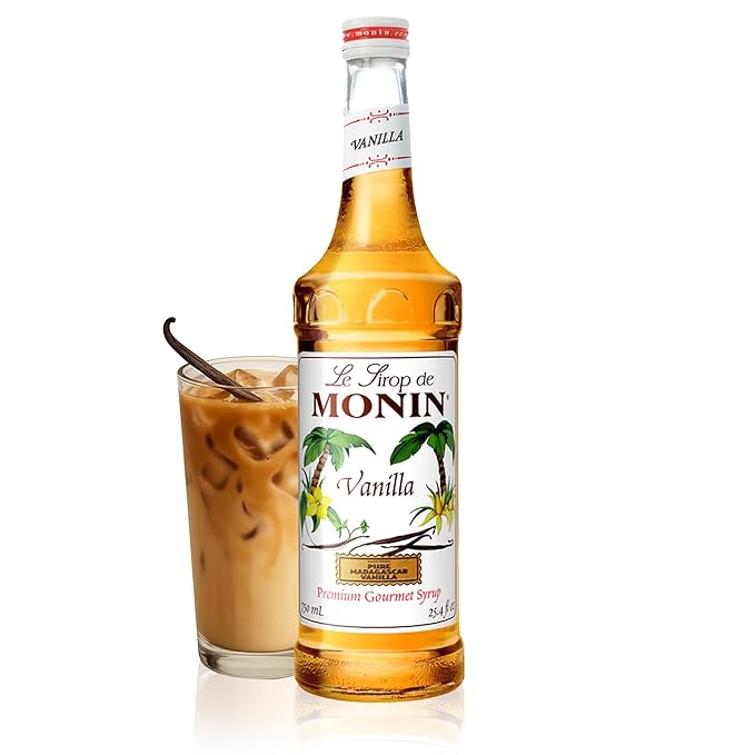 Monin - Vanilla Syrup | Pure & Rare Madagascar Vanilla, Premium Syrup for Coffee, Lattes & More | Clean Label with No Artificial Flavors, No Artificial Preservatives (BPA Free Bottle, 25.4 fl oz)