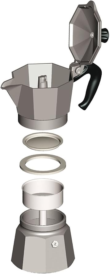 Bialetti 6800 Moka Express 6-Cup Stovetop Espresso Maker w/Replacement Gasket and Filter for 6 Cup
