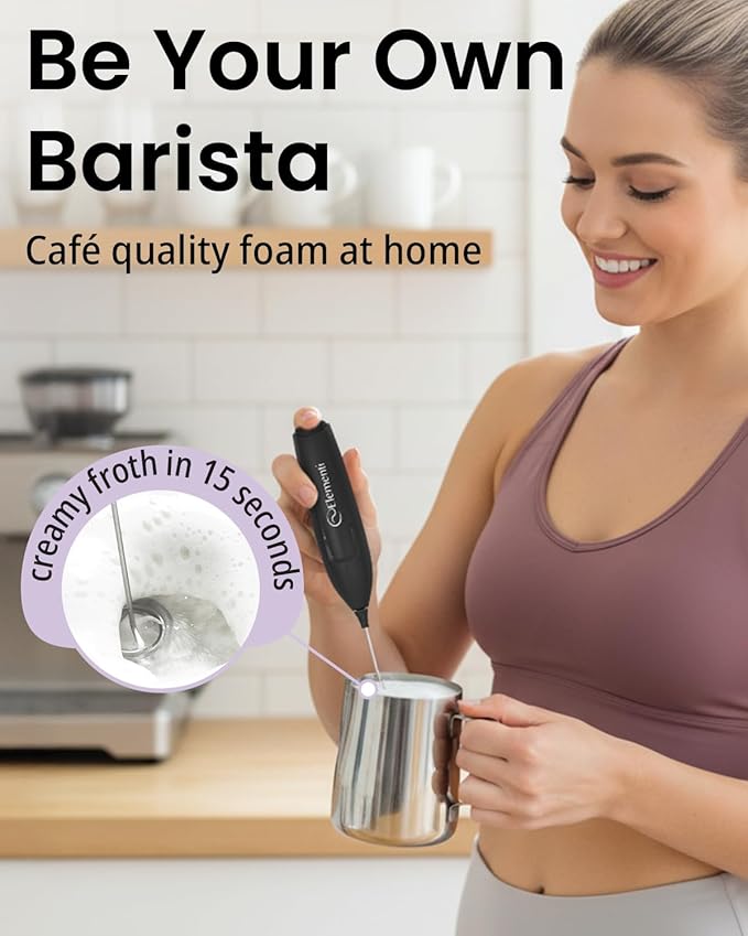 Elementi Powerful Matcha Whisk – Lightweight Matcha Frother Wand & Drink Mixer Handheld, High Speed Mini Whisk for Tea & More, Coffee Mixer Wand, Milk Frother Handheld (Emerald Green)