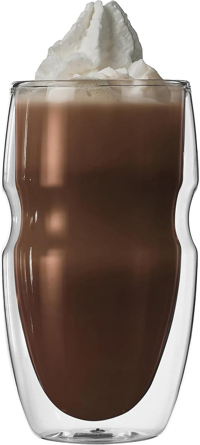 Ozeri Serafino Double Wall Insulated Iced Tea and Coffee Glasses, 16-Ounce, Set of 2