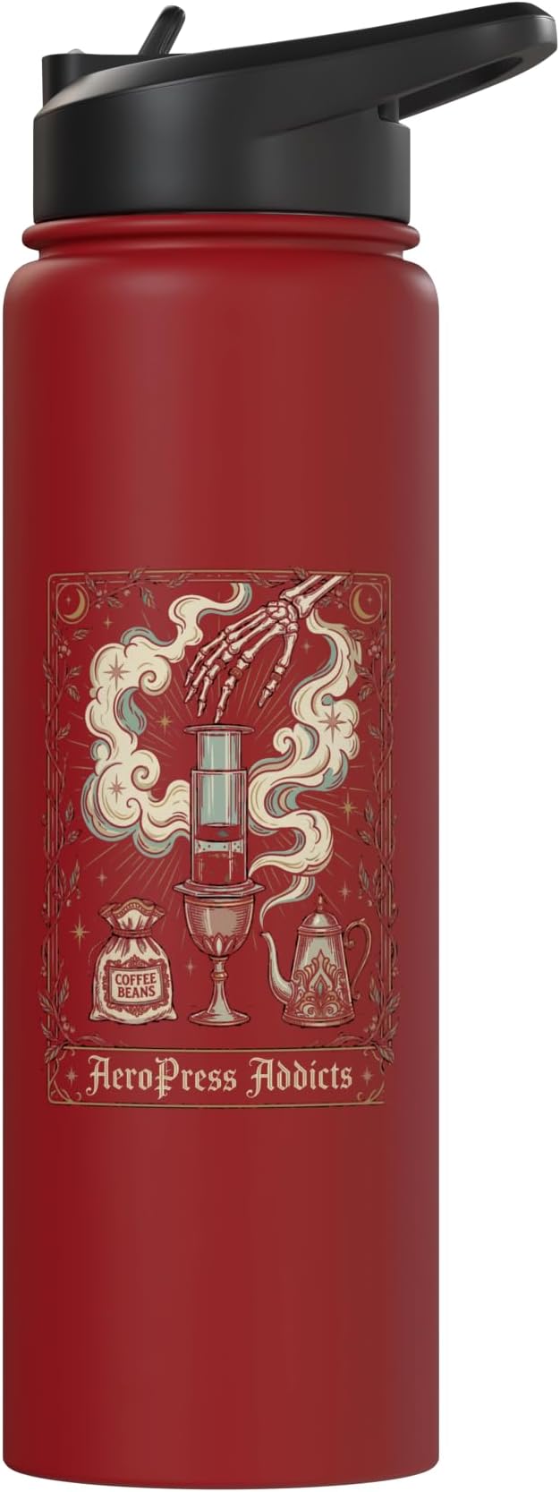 Gothic AeroPress Coffee Shirts Mystical Coffee Brewing Scene Stainless Steel Insulated Water Bottle