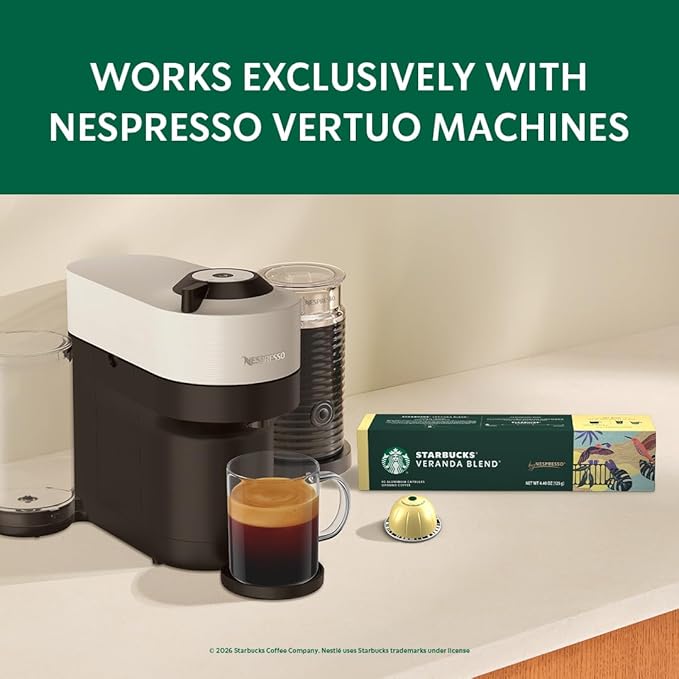 Starbucks by Nespresso Vertuo, Veranda Blend, Blonde Roast Coffee, 30-count Coffee Pods, Brews 7.8 oz.