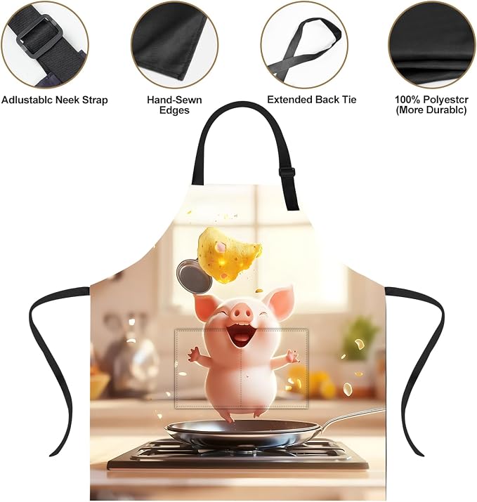 Funny Cat Apron with 2 Pockets Waterproof for Men Women Kitchen Garden Decor - Image 4