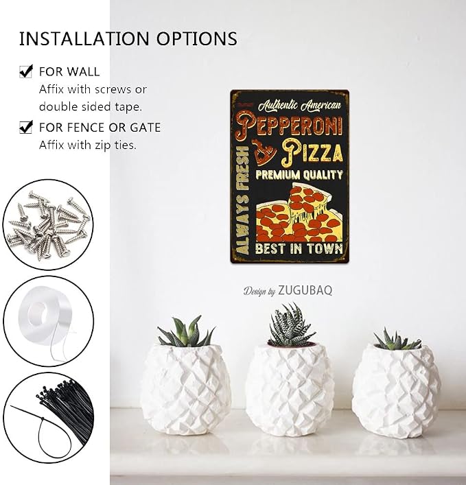 Pizza Tin Signs Vintage Metal Sign Funny Food Art Printing Poster Wall Decor for Home Kitchen Bar Restaurant Cafe Pub Indoor Outdoor 12x8 Inch Hanging Plaque - Image 5